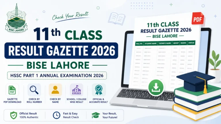 11th Class Result Gazette 2026 BISE Lahore