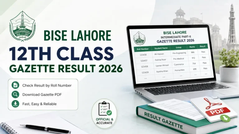 BISE Lahore 12th Class Result Gazette 2026